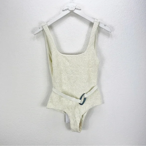Palm Maya Smocked One-Piece Swimsuit White Size 2 NWT